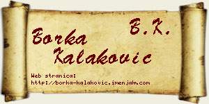 Borka Kalaković vizit kartica